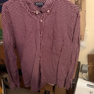 Aeropostale Men's Red Checkered Button-Down Shirt